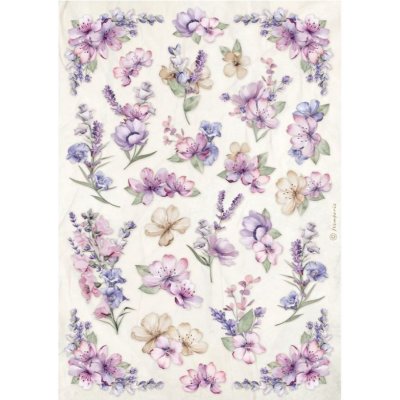 Stamperia Rýžový papír Levandule květinový vzor – Zboží Dáma