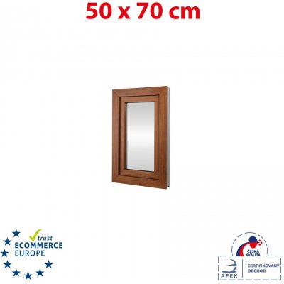 Okna Hned Plastové okno 50x70 cm zlatý dub/bílá otevíravé i sklopné levé – Zbozi.Blesk.cz