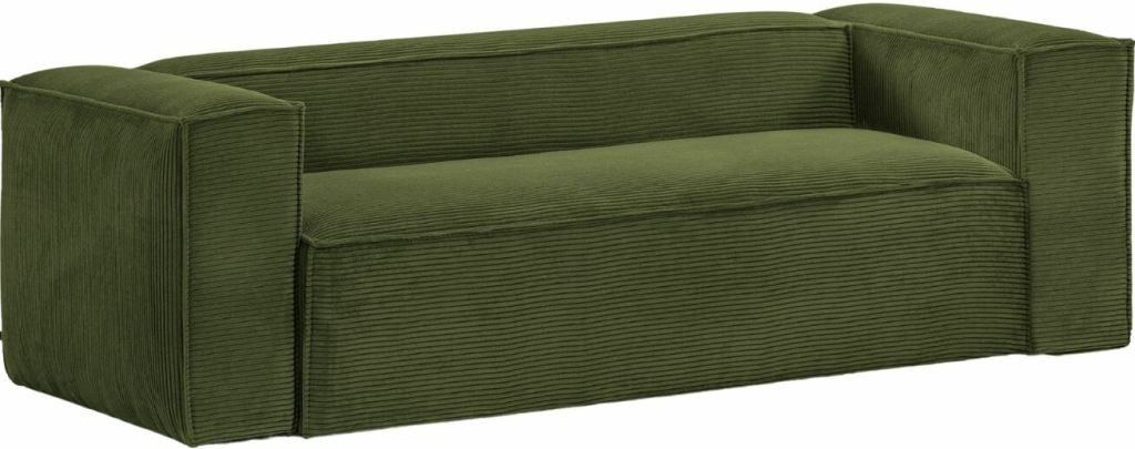 Kave Home Zelená manšestrová pohovka Blok 210 cm