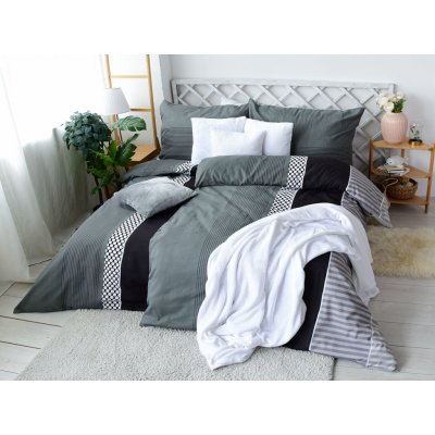 XPOSE bavlna povlečení VLADIMÍRA na dvě lůžka zelené/šedé 140x200 70x90 – Zboží Mobilmania