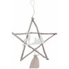 Vánoční dekorace Závěsná vánoční dřevěná hvězda se světýlky 39*3*38 cm