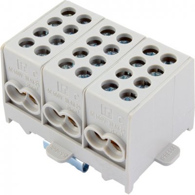 Pollmann Elektrotechnik 1000294 Svorkovnice rozbočovací HLAK 25 3/6 S, 100A, 3pól., AL/CU, IP20, šedá, na DIN /2080305 – Zboží Mobilmania