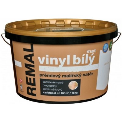 Barvy A Laky Hostivař Remal Vinyl mat, prémiová malířská barva, omyvatelná,  bílá, 15 kg — Heureka.cz