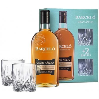 Ron Barceló Gran Anejo 37,5% 0,7 l (dárkové balení 2 sklenice) – Zbozi.Blesk.cz