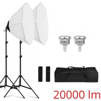 Fotověci 20000lm! 2x LED Octagon Softbox Světlo + 2x Stativ + 2x Ovladač Oktagon