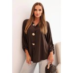 Fashionweek košilová halenka s viskózou ozdobnými knoflíky a límečkem K61953 hnědá – Sleviste.cz