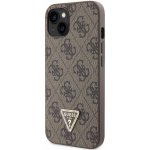 Pouzdro Guess PU 4G Strass Triangle Metal Logo + Crossbody Popruh iPhone 15 Pro hnědé – Zboží Mobilmania