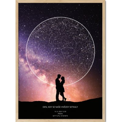 Jen tak z lásky Hvězdná mapa životního okamžiku - Váš originální dárek s hloubkou Rozměr plakátu: 30 × 40 cm (tištěný plakát), Barva pozadí: Vesmírná, Volba rámu: Lípa dřevěný rám – Hledejceny.cz