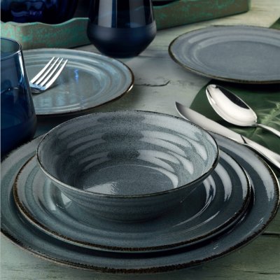ASIR Porcelánová jídelní souprava POPPY modrá 24 ks – Sleviste.cz