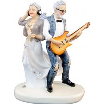 CHAKS Svatební dekorace - Figurka na dort Manželé s kytarou 11 x 5,8 x 15 cm