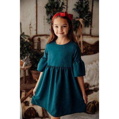 Lily Grey dívčí boho šaty v tmavě zelené – Sleviste.cz