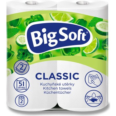 BigSoft Classic - papírové kuchyňské utěrky - 2vrstvé, 51 útržků – Zboží Mobilmania