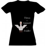 Tričko s potiskem Husa je kámoš-dámské dámské Černá – Zboží Dáma