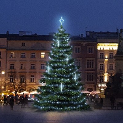 DECOLED LED světelná sada na vánoční stromy vysoké 6-8 m ledová bílá s padajícím sněhem – Hledejceny.cz