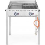 Hendi Plynový gril Green Fire 2 hořáky, Smaltovaná litinová plotýnka a mřížka o velikosti GN 1/1, 11,6kW, 740x615x(H)825mm – Sleviste.cz