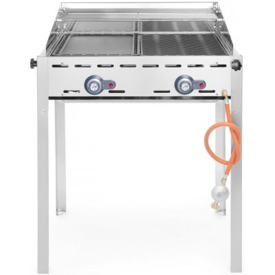 Hendi Plynový gril Green Fire 2 hořáky, Smaltovaná litinová plotýnka a mřížka o velikosti GN 1/1, 11,6kW, 740x615x(H)825mm – Sleviste.cz