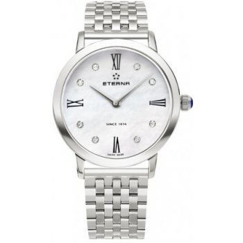 Eterna Eternity For Her Quartz 32 White MOP endowed with 8 diamonds steel