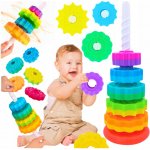 KIK Duhová věž s pyramidou a spirálou na stohování – Zboží Mobilmania