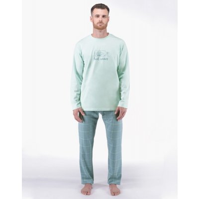 Gina 79177 pánské pyžamo dlouhé černo šedé – Zboží Dáma