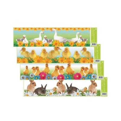 Okenní fólie Velikonoční 789 živá velikonoční zvířátka, pruh 64x15cm – Zboží Mobilmania