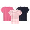 Dětské tričko lupilu dívčí triko, 3 kusy navy modrá / růžová pruhovaná