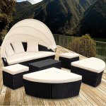 FurniGO Ratanová zahradní postel LAZY BIG 226 cm černá – Zbozi.Blesk.cz