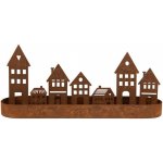 Rezavá dekorace svícen s domečky - 30*8*13 cm - Clayre & Eef – Zboží Dáma