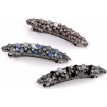 Francouzská spona do vlasů s broušenými kamínky Varianta: 2 black diamond, Balení: 1 ks – Zboží Dáma