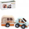 CUBIKA 15368 Auto s karavanem dřevěná hračka s magnetem 2 ks
