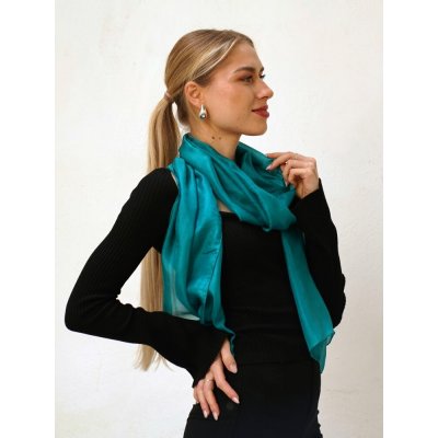 Hedvábná šála smaragdově zelená – Zboží Dáma