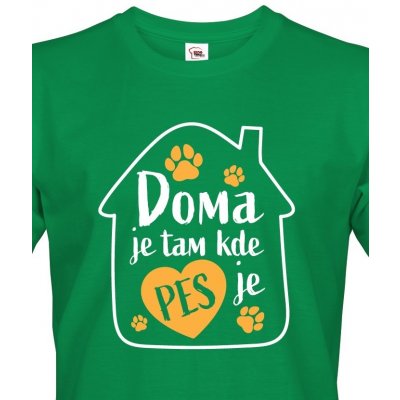 Bezvatriko Doma je tam kde je pes Canvas pánské tričko s krátkým rukávem 1 zelená – Zbozi.Blesk.cz