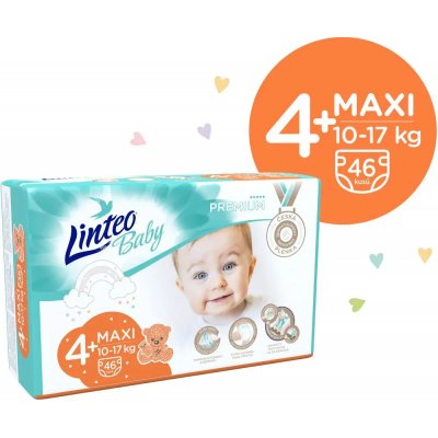 LINTEO BABY Prémiové 4+ MAXI č.4+ 10-17 kg 46 ks – Zbozi.Blesk.cz