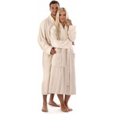 Austin župan bambus dlouhý župan se šálovým límcem krémová – Zboží Dáma