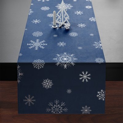 Mybesthome Ubrus běhoun Snowflake tmavě modrá 40x160cm – Zboží Mobilmania