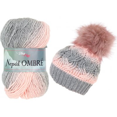Vlna Hep Nepál Ombré 7412 - světle růžová s šedou – Zboží Dáma
