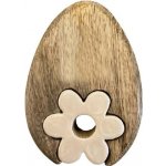 Dekorace dřevo, smalt 110x35x160 mm vajíčko s květinou na postavení, přírodní, růžová – Hledejceny.cz