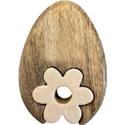 Dekorace dřevo, smalt 110x35x160 mm vajíčko s květinou na postavení, přírodní, růžová – Hledejceny.cz