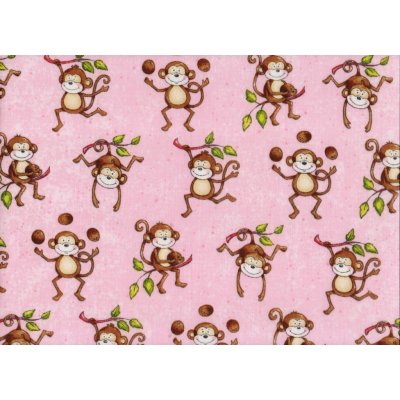 JAN peří Kvalitní bavlněná látka - plátno růžové opičky - Kvalitní bavlněná  látka - růžové opičky 1 m (100x140 cm) od 139 Kč - Heureka.cz