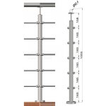 Nerezové zábradlí - rohový sloupek, 5 prutů, EB1-VHU5-1 – Zboží Mobilmania