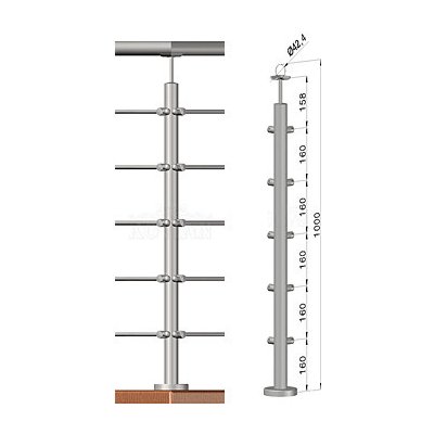 Nerezové zábradlí - rohový sloupek, 5 prutů, EB1-VHU5-1 – Zbozi.Blesk.cz