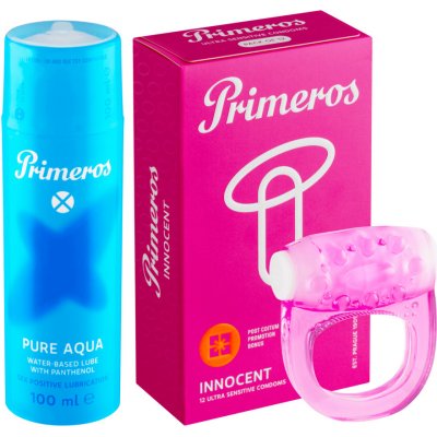 Primeros Primeros lubrikant Pure Aqua kondomy Innocent a vibrační kroužek jako dárek zdarma – Zboží Mobilmania