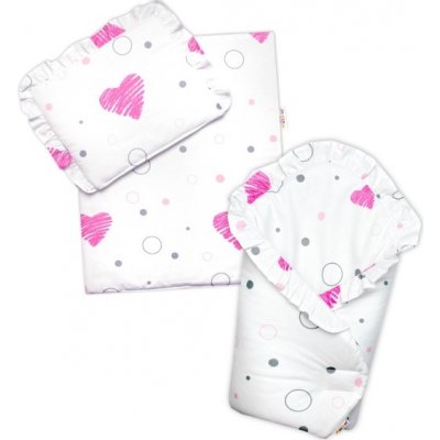 Baby Nellys Luxusní sada pro panenku 3D zavinovačka peřinka a polštářek I love Girl – Zboží Dáma
