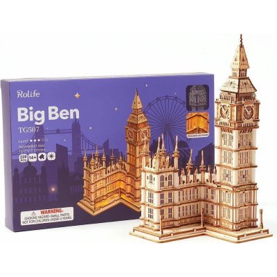 Robotime Rolife Svítící 3D dřevěné puzzle Big Ben 220 ks – Zboží Dáma