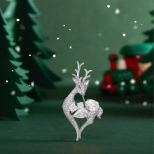 Éternelle vánoční brož Swarovski Elements Rudolf 6 vánoční sob B2204-LXT0050 bílá/čirá