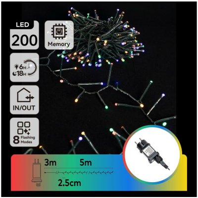 Aigostar B.V. Aigostar LED Venkovní vánoční řetěz 200xLED 8 funkcí 8m IP44 multicolor AI1434 – Hledejceny.cz