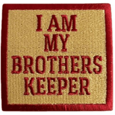 Nažehlovací nášivka I AM MY BROTHER KEEPER 7,5 x 7,5 cm