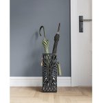 SONGMICS Stojan na deštníky čtvercový černý motiv květy – Zboží Dáma