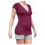 Jožánek pyžamo pro těhotné a kojicí krátké cyklámen šedý melír – Zboží Dáma