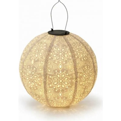 DECOLED LED lampion solární bílý venkovní 30 cm, teple bílá, látkový papír – Hledejceny.cz