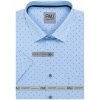 Pánská Košile AMJ pánská bavlněná košile krátký rukáv regular fit VKBR1372 světle modrá s tečkami a čárkami
